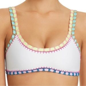 PQ swim Platinum Swimwear Crochet trim bikini top Swim White Pilyq Small NWT